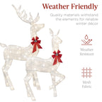 Best Choice Products 6.5ft 3-Piece Lighted Christmas Deer Set Outdoor Yard Decoration w/ 385 LED Lights, Stakes - Gold