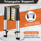 HBTower 12.5 FT Telescoping Ladder,  Aluminum Lightweight Extension Ladder with 2 Triangle Stabilizers, Heavy Duty 330lbs Max Capacity, Multi-Purpose Collapsible Ladder for RV or Outdoor Work