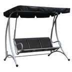 Outsunny 3 Person Patio Swing Seats, Porch Swing with Stand & Adjustable Canopy, Heavy Duty Outdoor Swing Chair Bench for Adults, Black