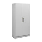 Prepac Adjustable Shelves Cabinet - Functional Tall Garage Table, 16"D x 32"W x 65"H Freestanding Garage Cabinet with 2-Doors, Light Gray - GES-3264