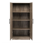 Prepac Adjustable Shelves Cabinet - Functional Tall Garage Table, 16"D x 32"W x 65"H Freestanding Garage Cabinet with 2-Doors, Light Gray - GES-3264