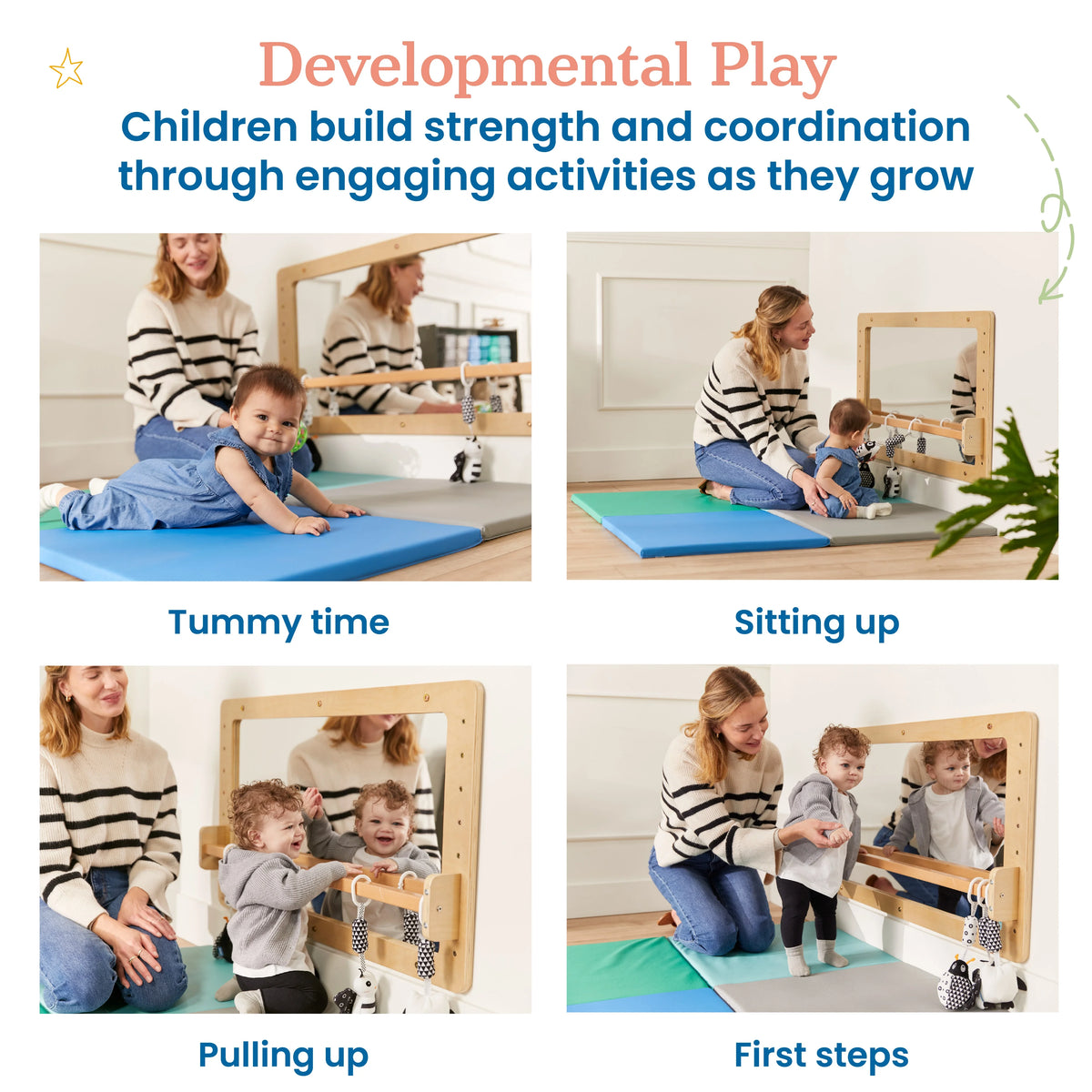 ECR4Kids Wall-Mounted Coordination Mirror, Natural