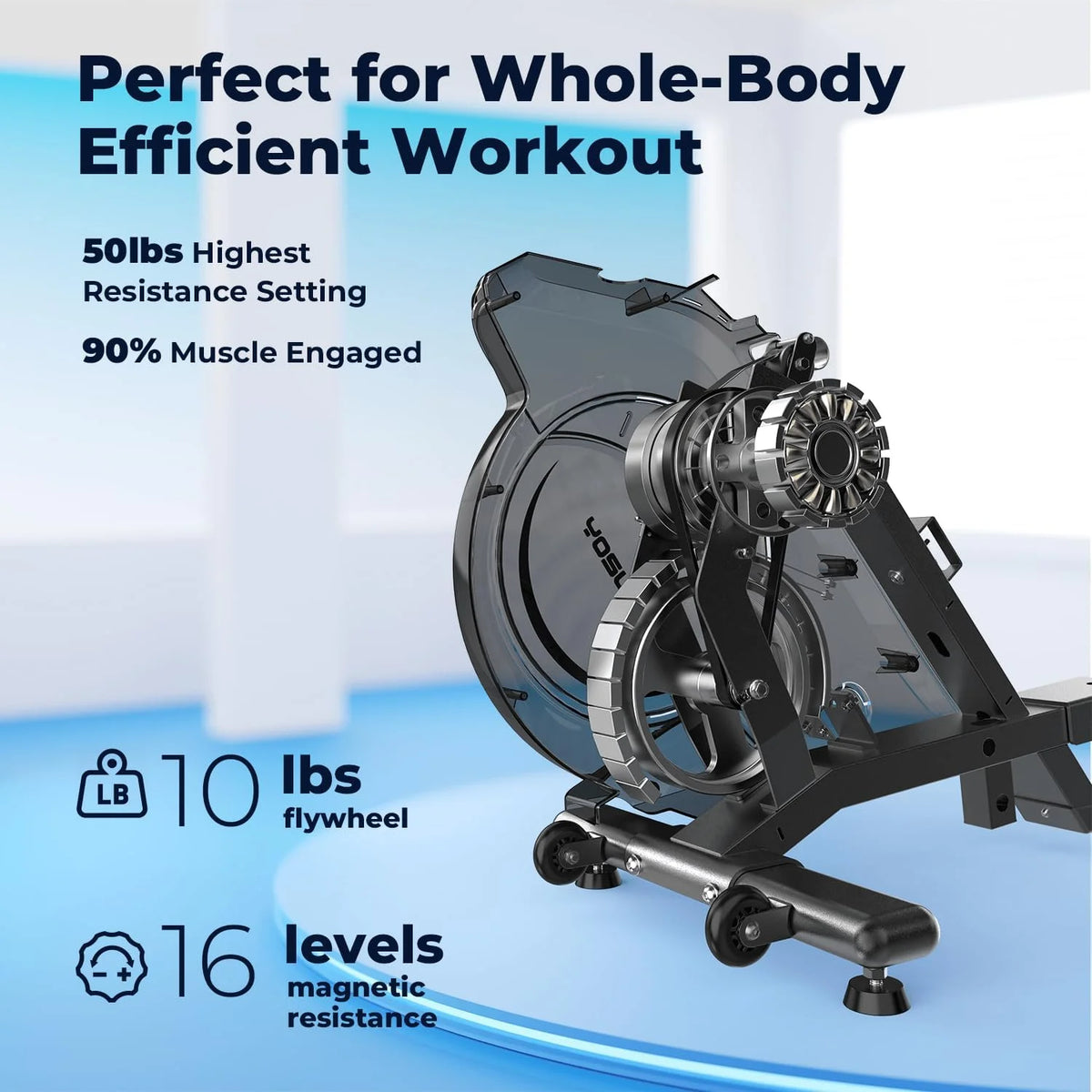 YOSUDA Magnetic Rowing Machine 350 LB Weight Capacity - Foldable Rower for Home Use with Bluetooth, App Supported, Tablet Holder and Comfortable Seat Cushion