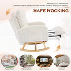 FFH Rocking Chair Nursery, Tufted Accent Rocker Chair, Upholstered Armchair with Adjustable Footrest, Side Pocket, High Backrest, Padded Seat, Polyester Blend (Retro, Dark Gray)