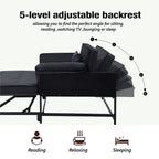 Gewnee 55'' Modern Convertible Velvet Sofa Bed with Pull-Out Twin Bed, Adjustable Backrest for Living Room, Office (Dark Gray)