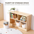 Rubber Wood 5-Compartment Montessori Shelf, 35.4" L Toddler Bookshelf, 2-Tier Wooden Storage Cabinet, Kids Classroom Organizer, Playroom, Daycare and Preschool Storage Shelves