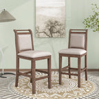 Harper & Bright Designs 3 Piece Wood Folding Dining Table Set Drop Leaf Table with 2 Padded Counter Height Dining Chairs for Small Place, Brown