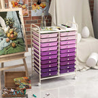 Costway 20 Drawer Rolling Storage Cart Tools Scrapbook Paper Office School Organizer Yellow