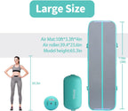 Gymnastics Mat Set 10FT Inflatable Tumbling Mat, 39*24 inch Air Roller Gymnastics Barrel and 3 Air Block with 800W Air Pump for Training Cheerleading Home Use Yoga and Water Use