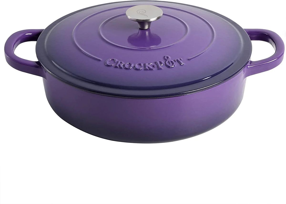 Crock-Pot Artisan 2 Piece 5 Quart Enameled Cast Iron Braiser with Lid in Lavender