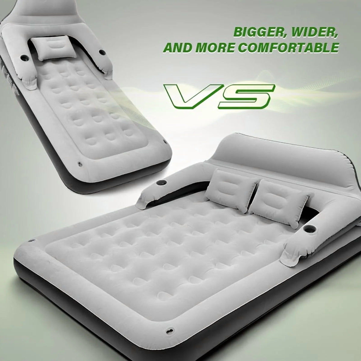 Double Bed Automatic Inflatable Mattress with Backrest Pillow with Inflatable Pump Portable Air Cushion Outdoor Camping Home Inflatable Mattress Bed