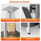 Segmart 48,000 BTU Pyramid Patio Heater, Tall Standing Outdoor Propane Heater with Wheels & Tip-Over Safety Protection, Visible Flame Glass Tube for Backyard, Garden, Commercial Use - Gray