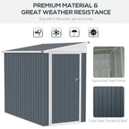 Outsunny 4' x 7.6' Storage Shed, Galvanized, Locking, Gray