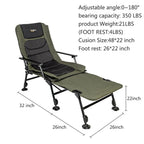 VINGLI Oversized Fishing Chair with Footrest Support 440 lbs 160° Adjustable Backrest, Black & Army Green