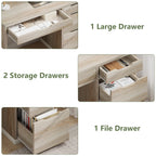 DreamCurship White Desk with Drawers, Modern Computer Desk with File Drawers, Home Office Study Writing Desk with Storage, White