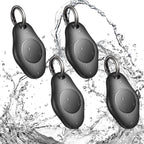 [4 Pack] AirTag Holder Keychain, IPX7 Waterproof Protective Air Tag Holder, Dropproof AirTag Keychain Cover, Full-Body Shockproof, Anti-Scratch, AirTag Case for Keys, Black