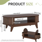 Fluted Coffee Table with Storage, Modern Coffee Tables, Wood Accent Center Table