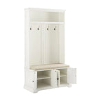 Bowery Hill Traditional Wood Hall Tree in Seafoam Blue/Oatmeal