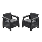 Keter Corfu All Weather Resin 4 Piece Patio Conversation Set, Graphite
