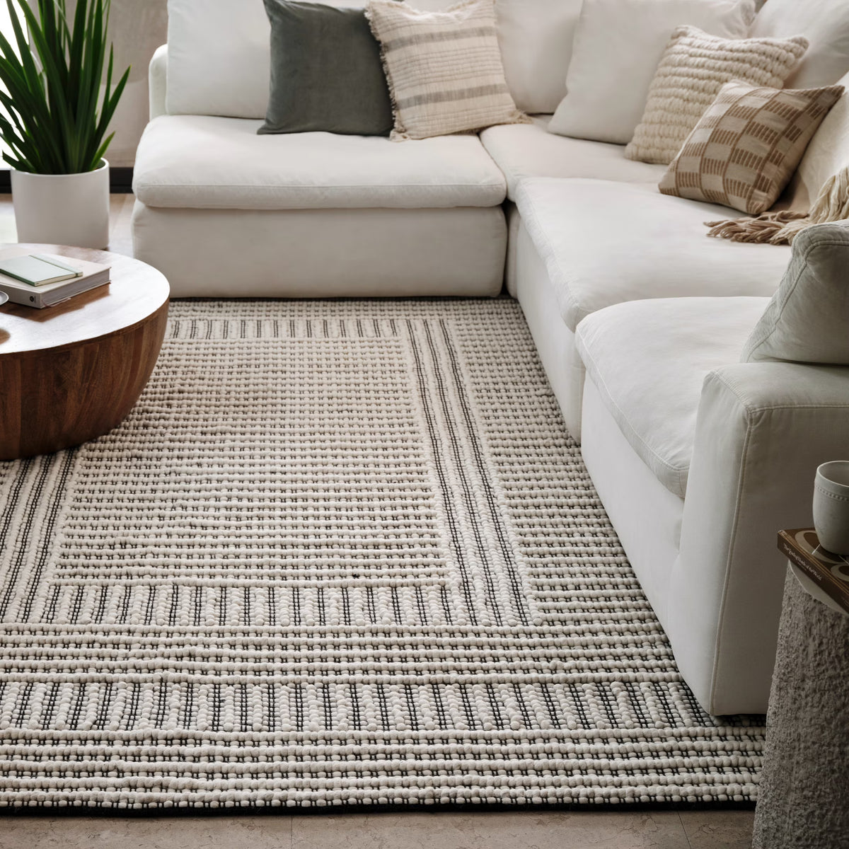 Rugs USA Devon Wool Blend Area Rug, 5' x 8', Devon Ivory
