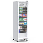 Garvee Commercial Refrigerator,12.4 Cu.ft Display Fridge Merchandiser Upright Beverage Cooler,Single Glass Door Fridge with Adjustable Shelves & LED Lighting,Black