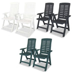 vidaXL Reclining Patio Chairs Outdoor Stack Dining Chair with Armrest Plastic