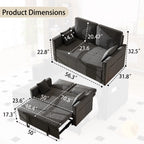 Convertible Sofa Bed,3-in-1 Sleeper Sofa with Pull Out Bed,Sleeper Futon Couch Loveseat with Adjsutable Backrest and Pillows for Living Room,Gray