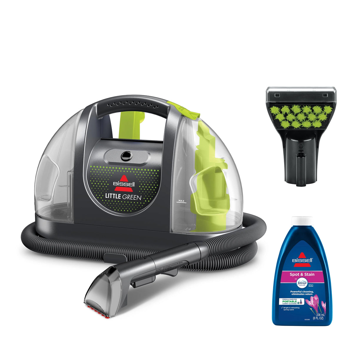 BISSELL Little Green Portable Deep Cleaner, for Carpet, Upholstery, and Auto, Lightweight, Strong Suction, Large Tank Capacity, 3369, Green