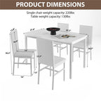 5 Piece Dining Room Table Set, Modern Dining Table Sets with Gray Velvet Upholstered Chairs for 4, Faux Marble Pattern Rectangle Kitchen Table Set for Bar Living Room Breakfast Nook Small Space