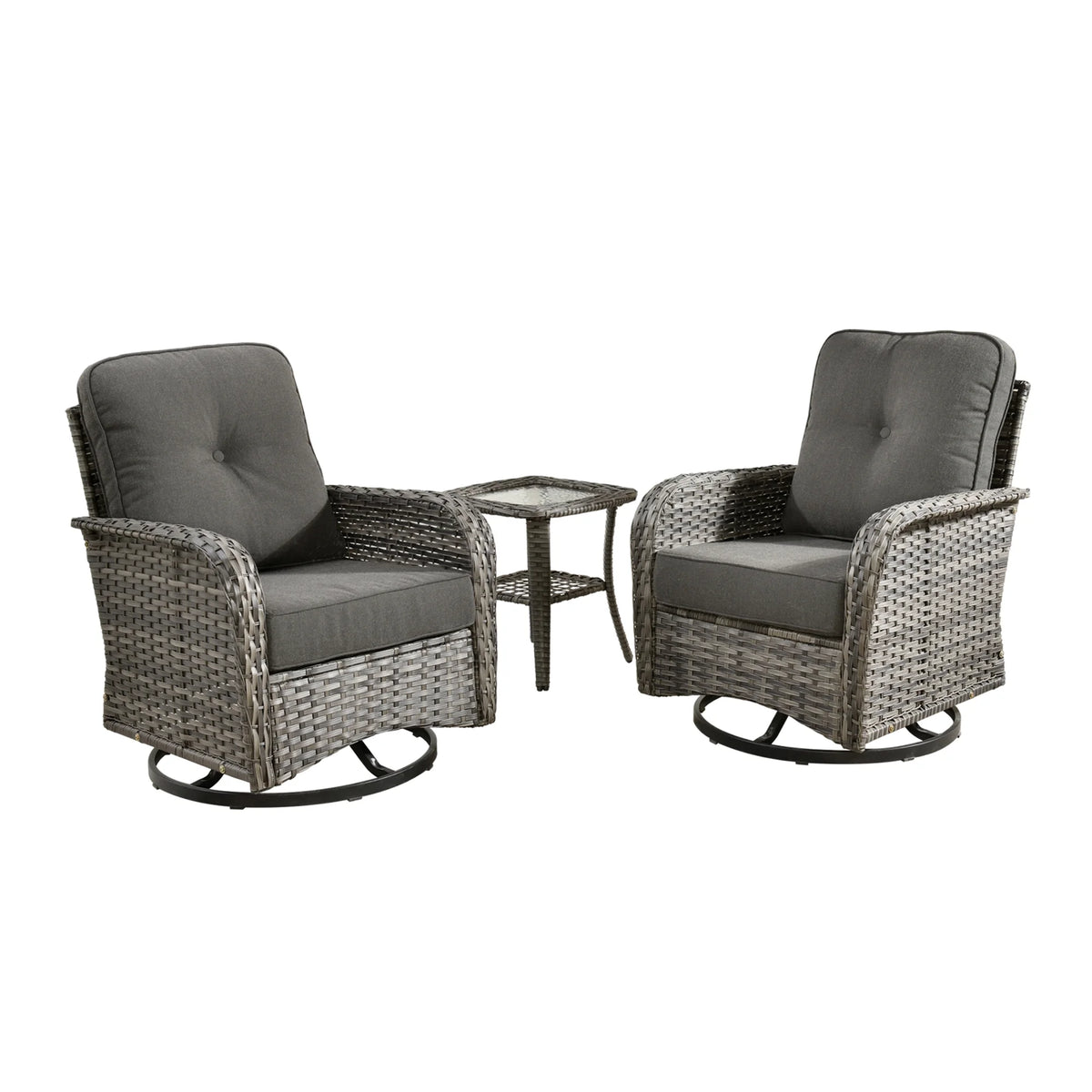 Ovios 5 Pieces Outdoor Patio Furniture Set High Back All Weather Wicker Conversation Set with Swivel Chairs & Coffee Table, Dark Gray