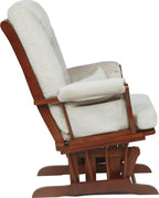 AFG Alice Glider and Ottoman with Pillow. Espresso Finish with Beige Cushions