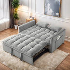 Convertible Sofa Bed,3-in-1 Sleeper Sofa with Pull Out Bed,Sleeper Futon Couch Loveseat with Adjsutable Backrest and Pillows for Living Room,Gray