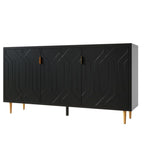 Modern TV Stand for TV up to 70 inch, Media Entertainment Center, Entryway Console Table with Adjustable Shelves,Storage Sideboard Cabinet for Living Room Kitchen, Black