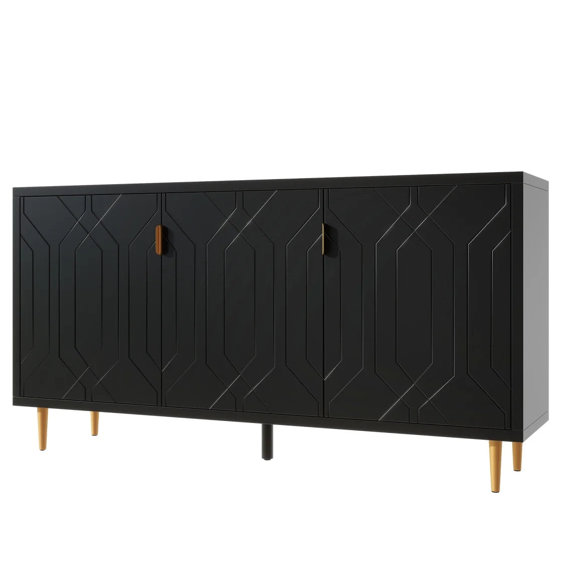Modern TV Stand for TV up to 70 inch, Media Entertainment Center, Entryway Console Table with Adjustable Shelves,Storage Sideboard Cabinet for Living Room Kitchen, Black