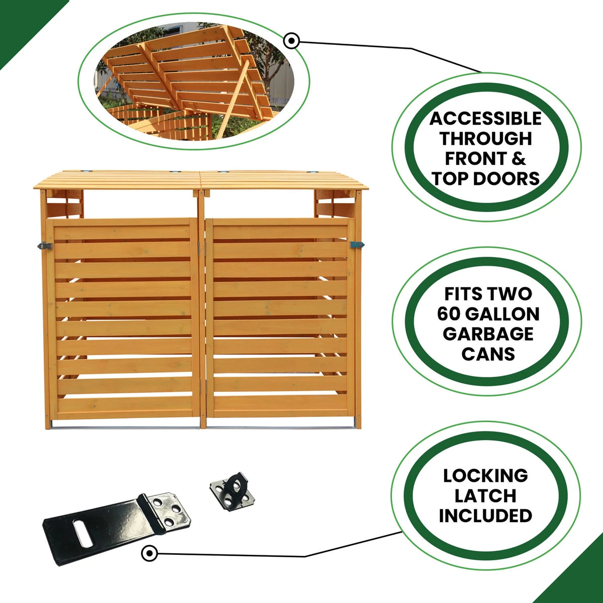 Hanover Outdoor 4.9 ft. x 4 ft. Wooden Trash Bin and Recyclables Storage Shed - HANWS0103-NAT