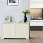 Costway Kitchen Storage Cabinet Sideboard Buffet Cupboard Wood Sliding Door Pantry White