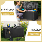 Ktaxon 90 gal Outdoor Garden Plastic Storage Deck Box Gray