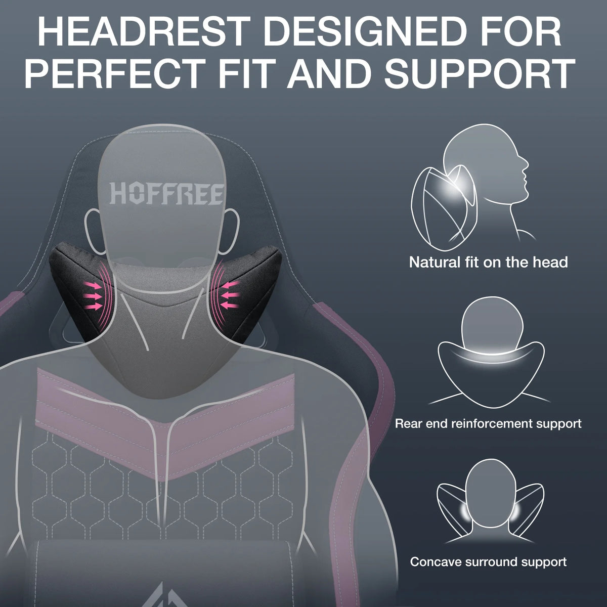 Hoffree Gaming Chair with Massage Fabric Office Chair with footrest for Adults, Ergonomic Gamer Chair with Headrest and Lumbar Support for Office Gaming, 440 LBS