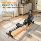 YOSUDA Magnetic Rowing Machine 350 LB Weight Capacity - Foldable Rower for Home Use with Bluetooth, App Supported, Tablet Holder and Comfortable Seat Cushion