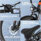 Vibespark Electric Bike, Electric Bike for Adults 26" EBike 500W Adult Electric Bicycle, 19.8MPH Electric Mountain Bike, 48V 7.8Ah Battery, Lockable Suspension Fork, Shimano 21 Speed, LCD Display