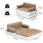 Inflatable Air Sofa Bed 2-in-1 Backrest Couch Airbed With Headboard And Pump Convertible Blow Up Bed Mattress For Home, Camping, And Guests, Living Room Furniture, Queen Size