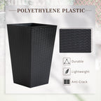Outsunny Set of 3 Tall Planters with Drainage Hole, Outdoor Flower Plant Pots, Indoor Planters for Porch, Front Door, Entryway, Patio and Deck, Black