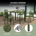 WestinTrends Playa 5-Piece Outdoor Patio Metal Frame Dining Table Set with Stackable Patio Dining Chairs, Olive Green