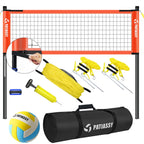 Patiassy Outdoor Portable Volleyball Net Set System for Backyard - Quick & Easy Setup Adjustable Height Steel Poles, PU Volleyball, Pump and Carrying Bag