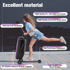 Advwin Scooter Luggage for Kids & Adults, Hardside Ride on Suitcase for Kids Ages 4-15 Multifunctional Lightweight Foldable Carry on Luggage with Wheels Ride on for Children Teenagers, Pink