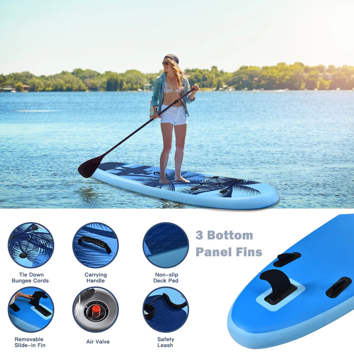 Goplus 10' Inflatable Stand Up Paddle Board 6.5” Thick SUP with Premium Accessorie