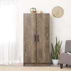 Prepac Adjustable Shelves Cabinet - Functional Tall Garage Table, 16"D x 32"W x 65"H Freestanding Garage Cabinet with 2-Doors, Light Gray - GES-3264