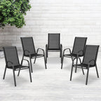 Flash Furniture 5 Pack Brazos Series Brown Outdoor Stack Chair with Flex Comfort Material and Metal Frame