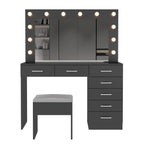 Ktaxon Large Makeup Vanity, Vanity Table Set w/ Visible Glass Top w/ Charging Station, White