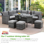 AECOJOY 7 Piece Patio Furniture Set PE Rattan Outdoor Dining Set Sectional Sofa Couch with Table Patio Conversation Set in Gray